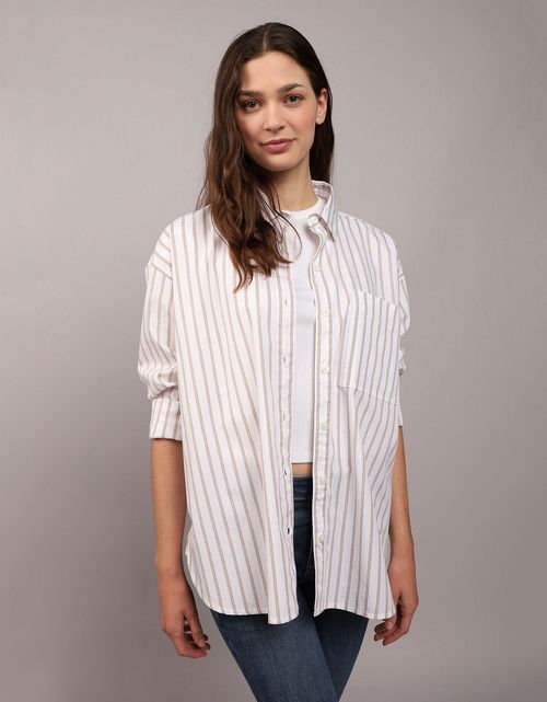 Camisa AE manga larga con bolsillo para mujer