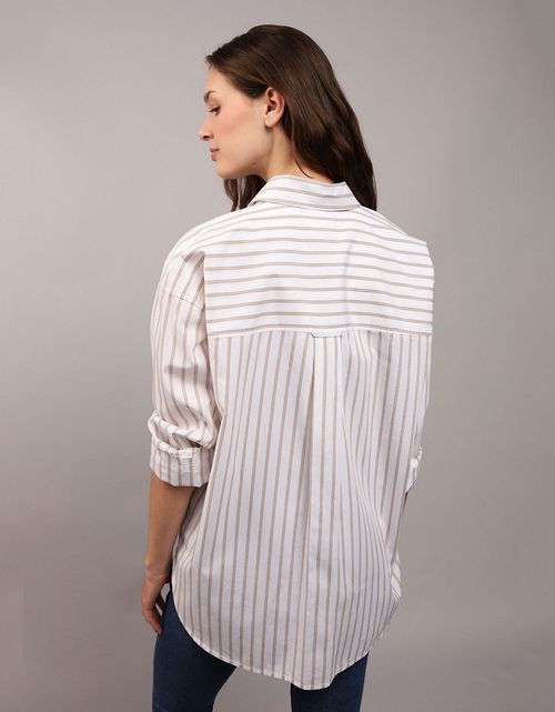 Camisa AE manga larga con bolsillo para mujer