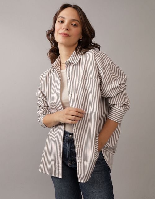 Camisa AE manga larga con bolsillo para mujer