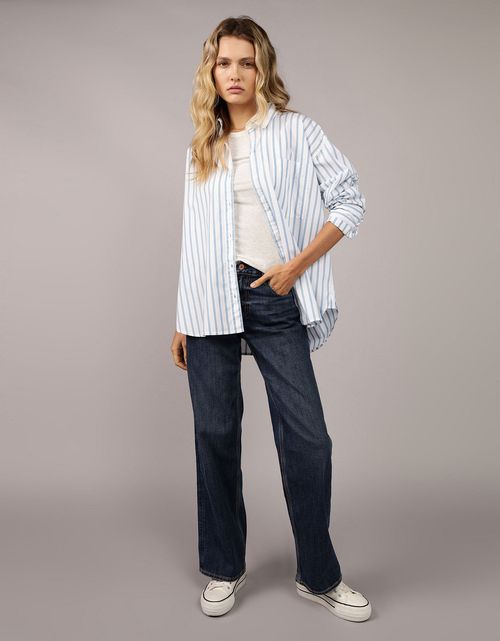 Camisa AE manga larga con bolsillo para mujer