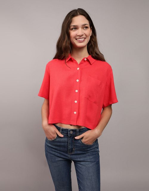 Camisa AE manga corta con bolsillo para mujer