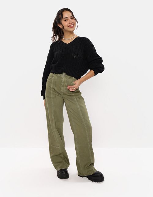 Pantalón Ae Baggy Wide Leg de cintura super alta