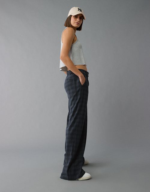 Pantalón con Stretch con patrón de cuadros Mujer AE