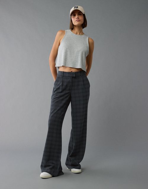 Pantalón con Stretch con patrón de cuadros Mujer AE