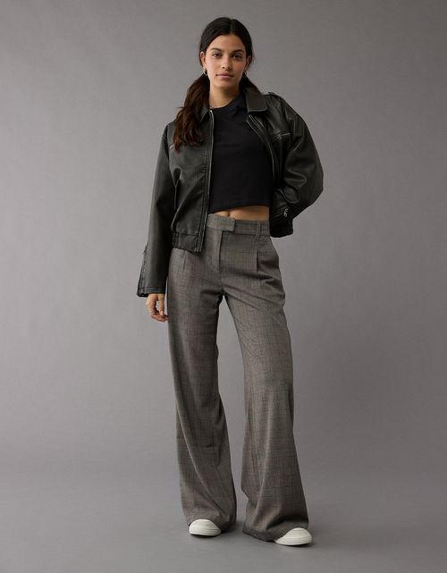 Pantalón con Stretch con patrón de cuadros Mujer AE
