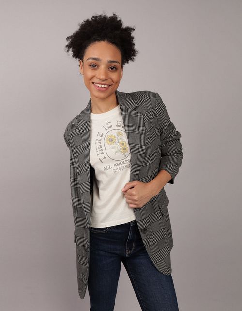 Blazer con patrón de cuadros Mujer AE