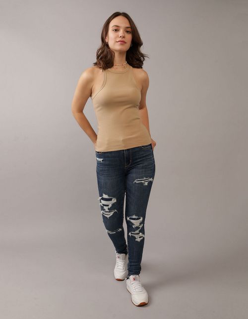 Jegging Tiro Alto con rotos Mujer AE