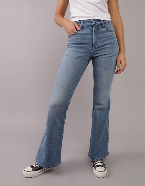 Jean Flare de Tiro Alto Bota Campana Mujer AE