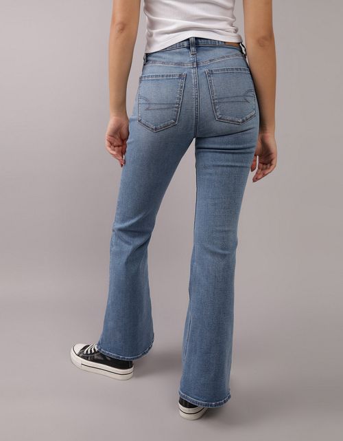 Jean Flare de Tiro Alto Bota Campana Mujer AE