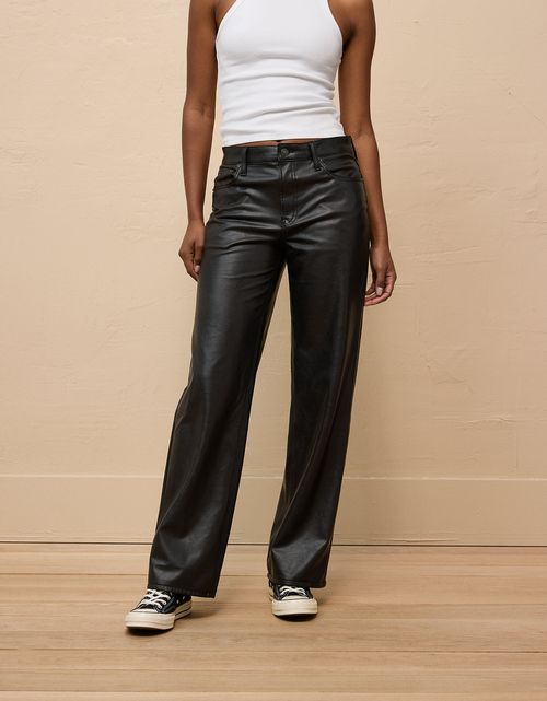 Pantalón Stovepipe en Cuero Vegano Talle Alto Mujer AE