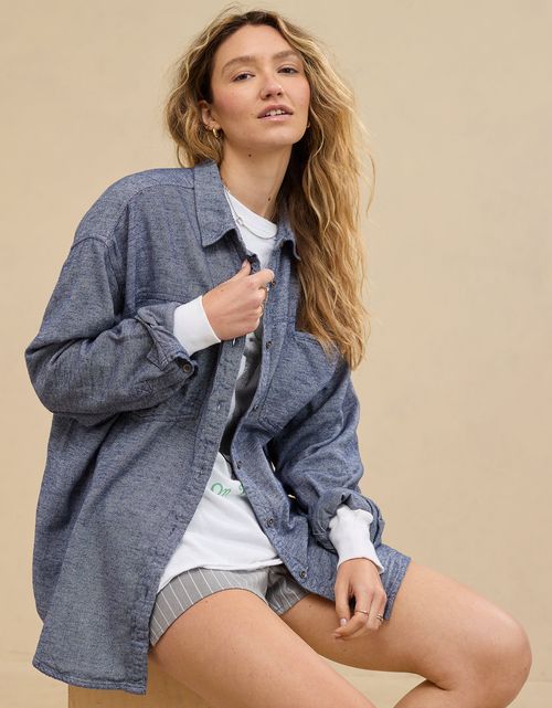 Camisa Oversized Manga Larga Mujer Aerie