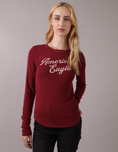 Camiseta cuello redondo Manga Larga con gráfico Mujer AE