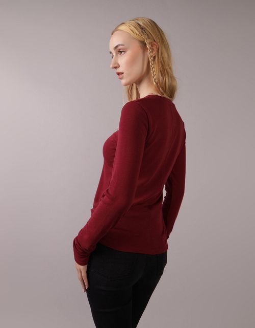 Camiseta cuello redondo Manga Larga con gráfico Mujer AE