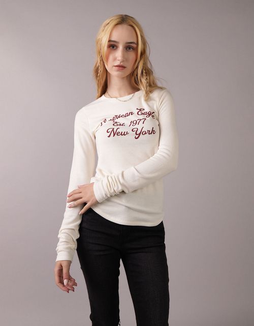 Camiseta cuello redondo Manga Larga con gráfico Mujer AE