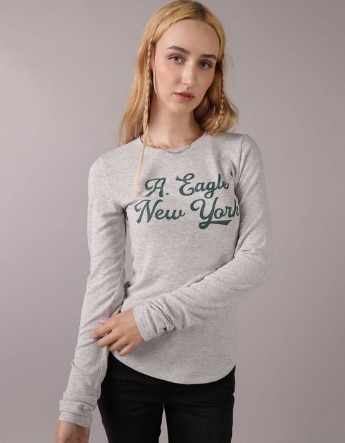 Camiseta cuello redondo Manga Larga con gráfico Mujer AE