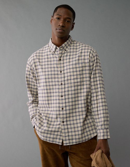 Camisa Manga Larga con patrón de cuadros Hombre AE