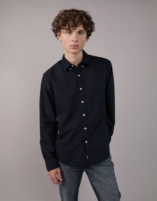 Camisa de popelina manga larga de hombre AE