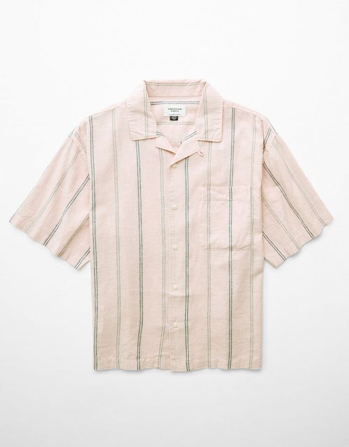 Camisa manga corta con rayas de hombre AE