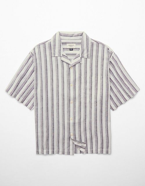 Camisa manga corta con rayas de hombre AE