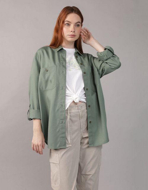 Camisa manga larga de botones de mujer AE
