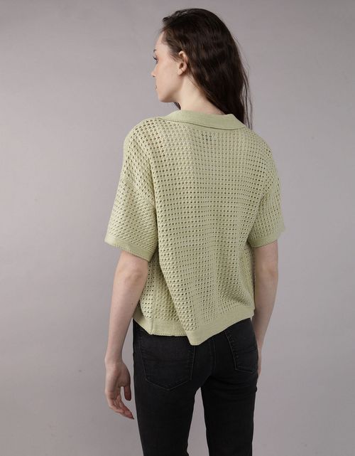 Camisa manga corta tejida de mujer AE