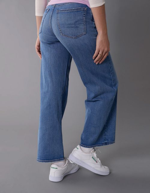 Jean baggy recto de tiro alto de mujer AE