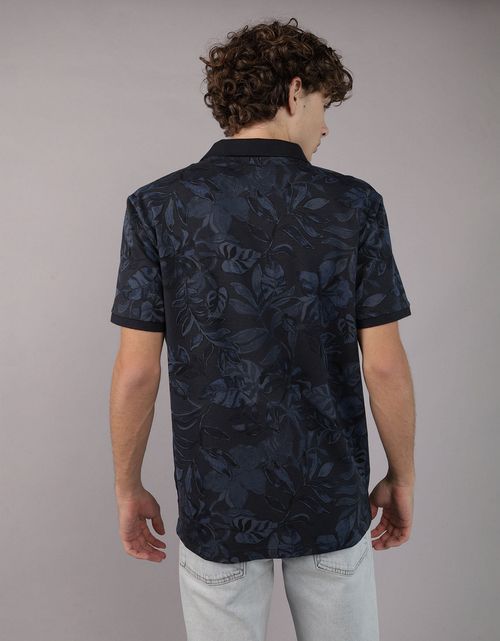 Camiseta tipo polo de piqué estampada de hombre AE