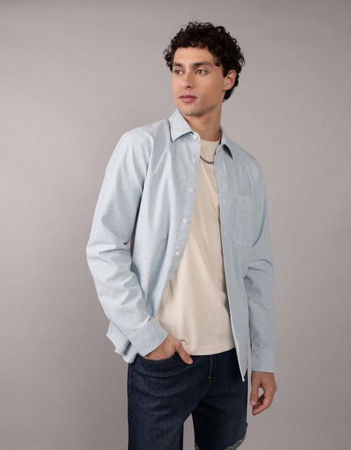 Camisa de popelina manga larga de hombre AE