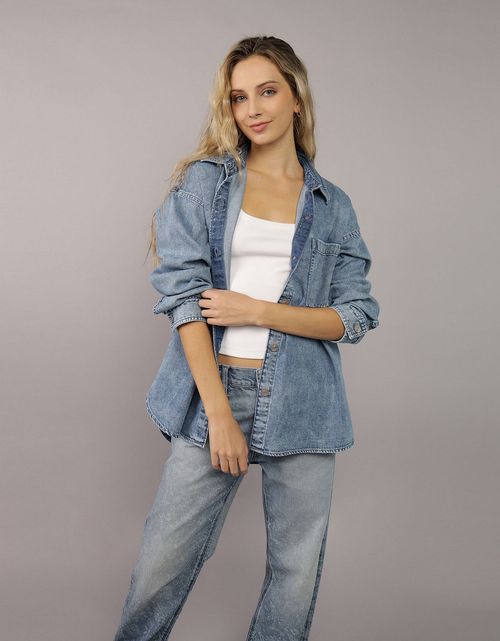 Camisa manga larga de botones de mujer AE