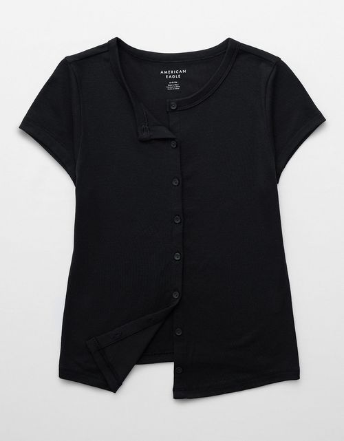 Camiseta manga corta abotonada de mujer AE