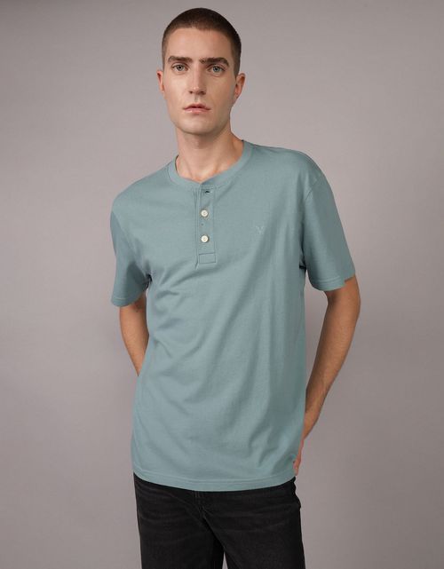 Camiseta cuello Henley manga corta Hombre AE