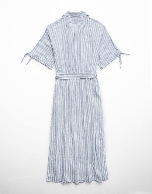 Vestido Camisero en Mezcla de Lino para Mujer