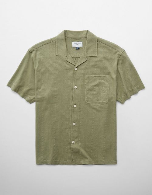 Camiseta tipo Polo con Textura Jacquard y Botones para Hombre