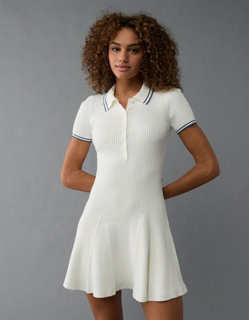 Vestido Mini Tipo Polo Manga Corta para Mujer