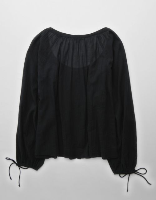 Blusa de Botones con Mangas de Lazo para Mujer