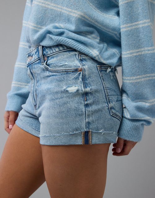 Short Mom en Denim con Rotos para Mujer