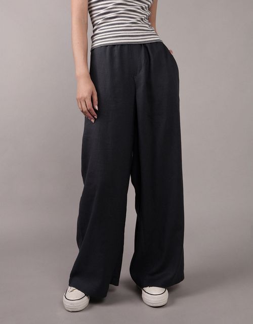 Pantalón en Mezcla de Lino con Pretina Elástica para Mujer