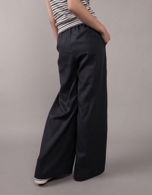 Pantalón en Mezcla de Lino con Pretina Elástica para Mujer