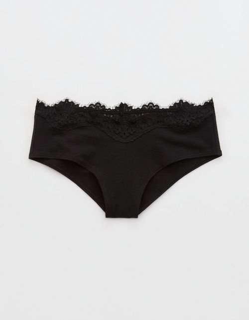 Ropa interior atrevida con fruncido de encaje y algodón supercómodo.