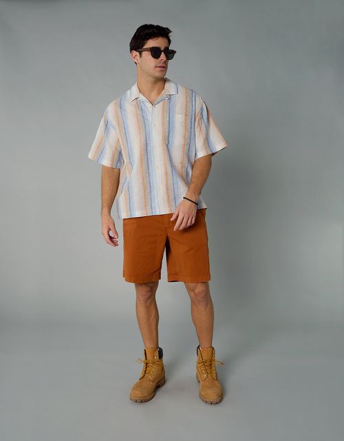 Camisa manga corta con rayas de hombre AE
