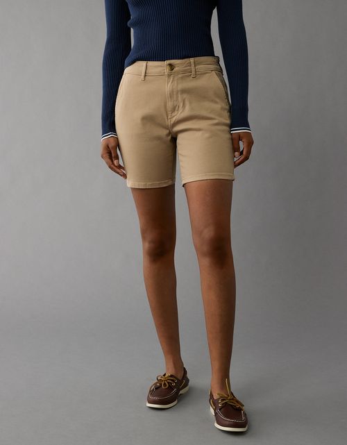 Pantalón bermuda de cintura alta con elástico