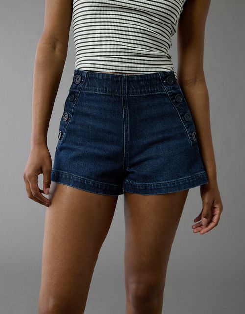 Short de mamá de mezclilla elástica Ae
