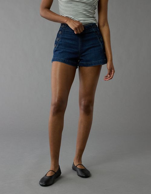 Short de mamá de mezclilla elástica Ae