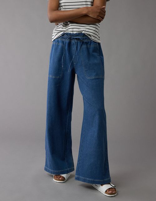 Pantalón de Lino con Drapeado Soñado y Cintura Elástica