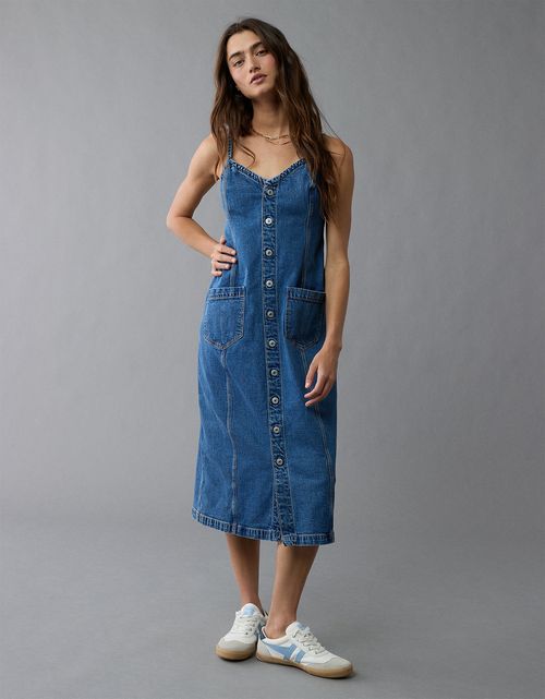 Vestido midi de mezclilla abotonado AE
