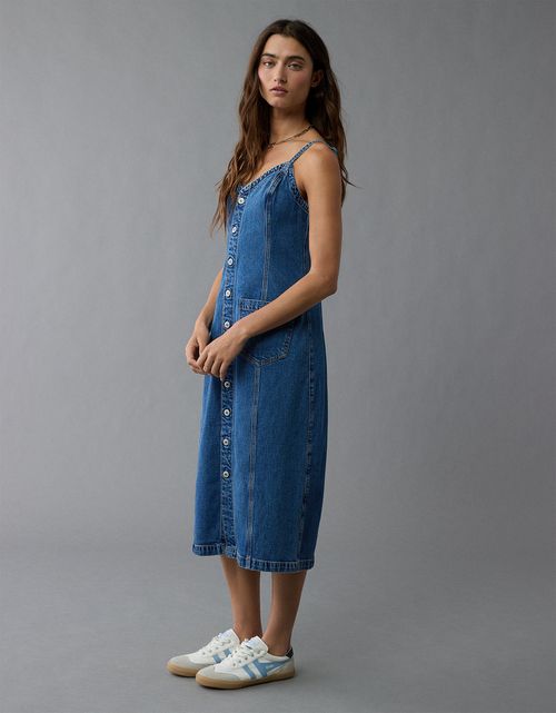 Vestido midi de mezclilla abotonado AE