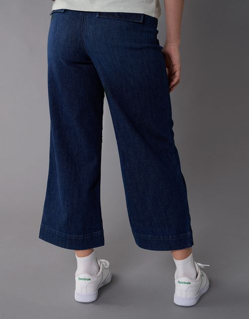 Jeans anchos cortos desgarrados y súper de tiro alto de AE