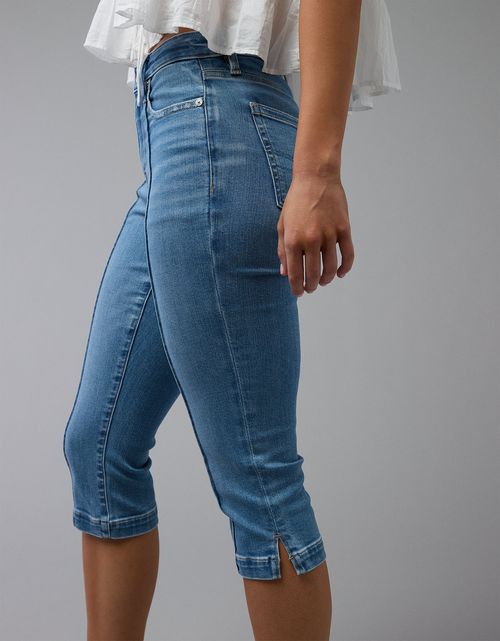 Jean Capri de cintura alta de nivel superior