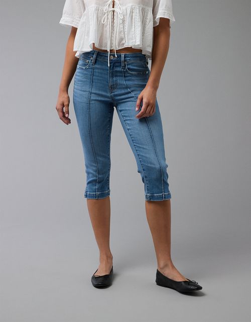 Jean Capri de cintura alta de nivel superior