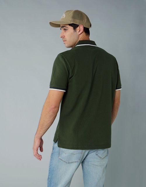 Polo de Piqué Elástico con Detalles en Contraste